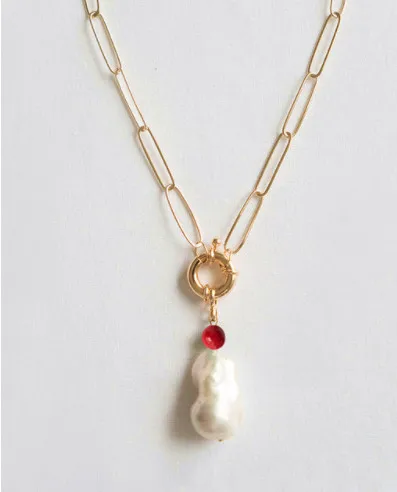 Модные звенья цепи bijoux Ожерелье из нержавеющей стали богемная жемчужная подвеска в стиле барокко ожерелье весна-слинг закрытие MATERA ожерелье - Окраска металла: 1