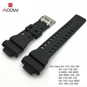 Ремешок силиконовый для Casio G Shock, сменный черный спортивный водонепроницаемый резиновый браслет для часов, аксессуары для наручных часов, 16 мм