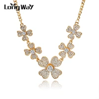 longway statement necklace crystal clover necklace for women gold color chain necklaces pendants colar feminino sne150834