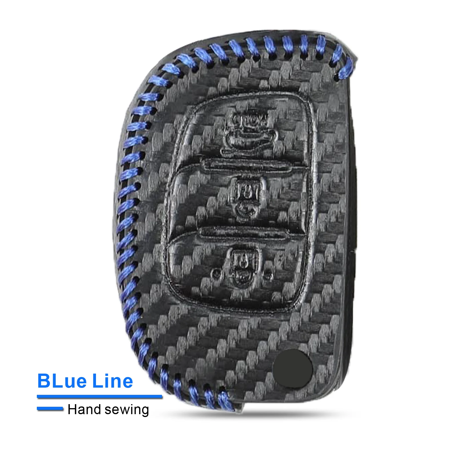 Blue Line only Case Чехол для ключей из углеродистой кожи, брелок для hyundai Creta Tucson Elantra Santa Fe ix25 ix35 i20 i30 HB20 Verna Mistra - Название цвета: Blue Line only Case