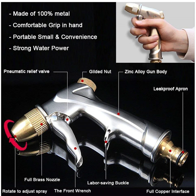 FIRMOR High Pressure Power Water Gun 4 Watering Patterns Garden Hose Nozzle Spray Sprinkler Cleaning Tool | Дом и сад