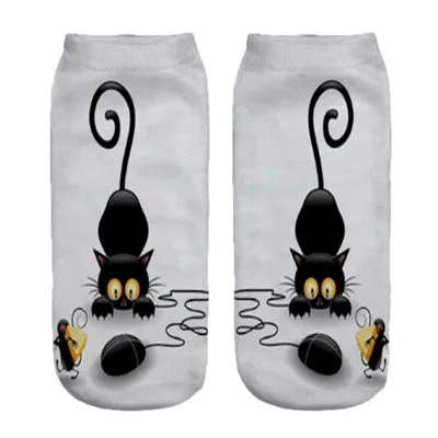 Socks 03 Женские носки, забавные носки с 3D изображением волка, ежика, животных, повседневные низкие носки длиной 19 см - Цвет: Socks 03