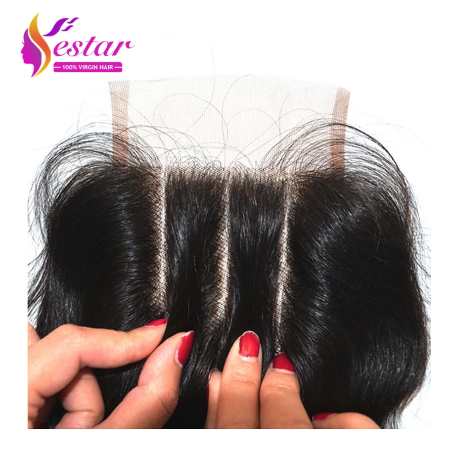 7А Малайзии Кружева Закрытие Отбеленные Узлы Объемная Волна Free/Средний/3 Часть