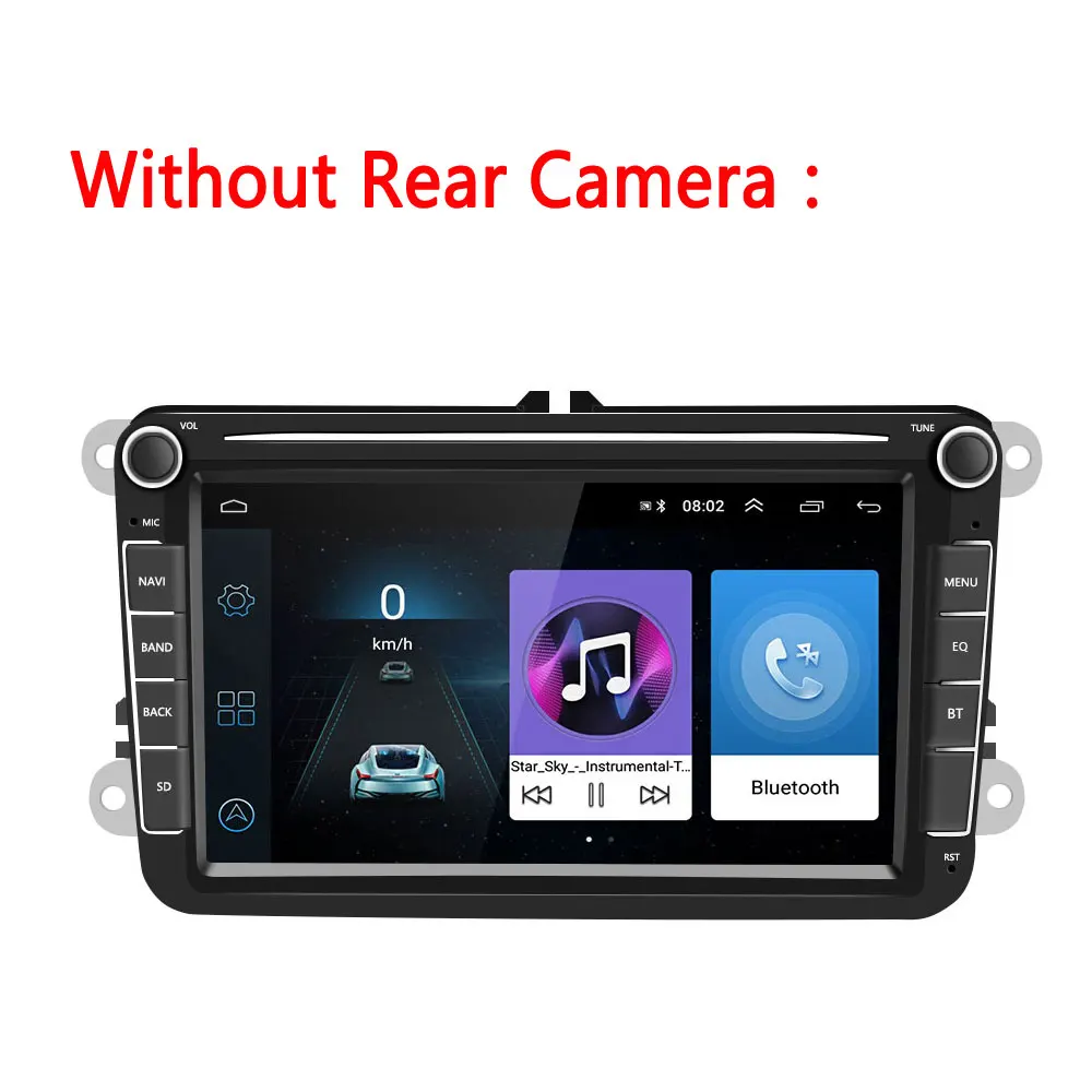 Without Rear Camera AMPrime Android 2 Din автомобильный радиоприемник 8 ''TFT емкостный сенсорный экран 2din MP5 мультимедийный плеер gps радио приемник Bluetooth для VW - Цвет: Without Rear Camera