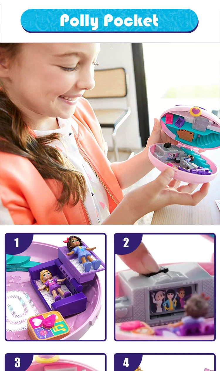 Оригинальная Polly Pocket World мини кукла с сокровищами дом девочка принцесса аксессуары музыкальные куклы коробка музыкальная шкатулка детские игрушки Juguetes