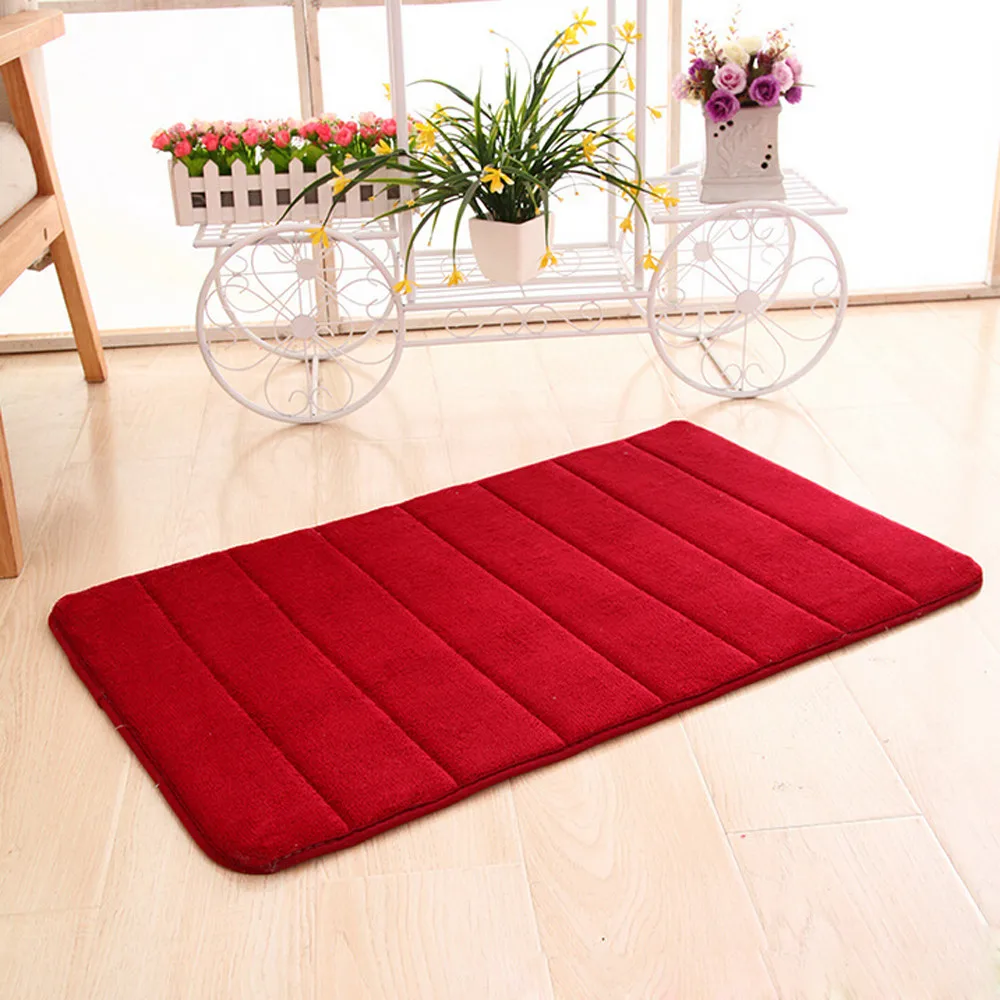 

Memory Foam Mat Absorbent Slip-resistant Pad Bathroom Shower Bath Mats Red L0307