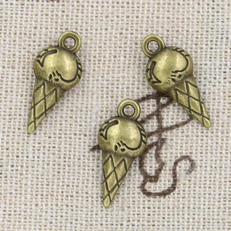 12 шт амулеты двухсторонние мороженое cone19x8x4mm антикварное изготовление кулон подходит, винтажная тибетская Серебряная бронзовая, DIY ювелирные изделия ручной работы