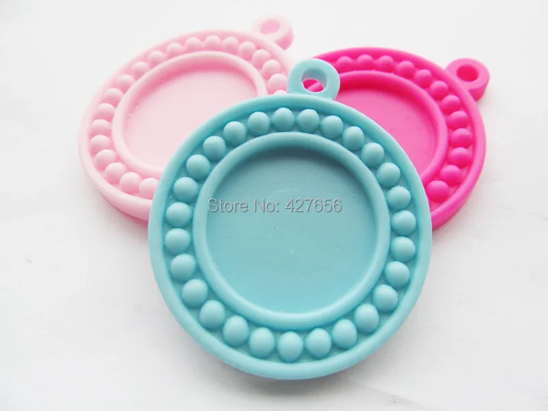 200pcs Mixed Colors  Flatback Resin Round Charm Finding,Beads Border Base Setting Tray Bezel, for 25mm Cabochon/Cameo