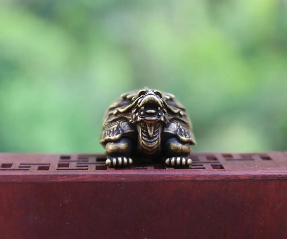 4 см китайский амулет из чистой бронзы дракон-черепаха фэн-шуй скульптура