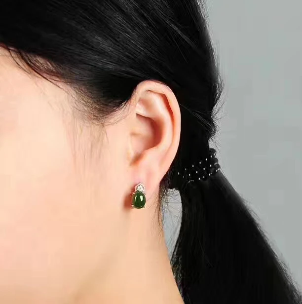 Серьги женские из серьги-гвоздики с драгоценными камнями серебра 925 пробы
