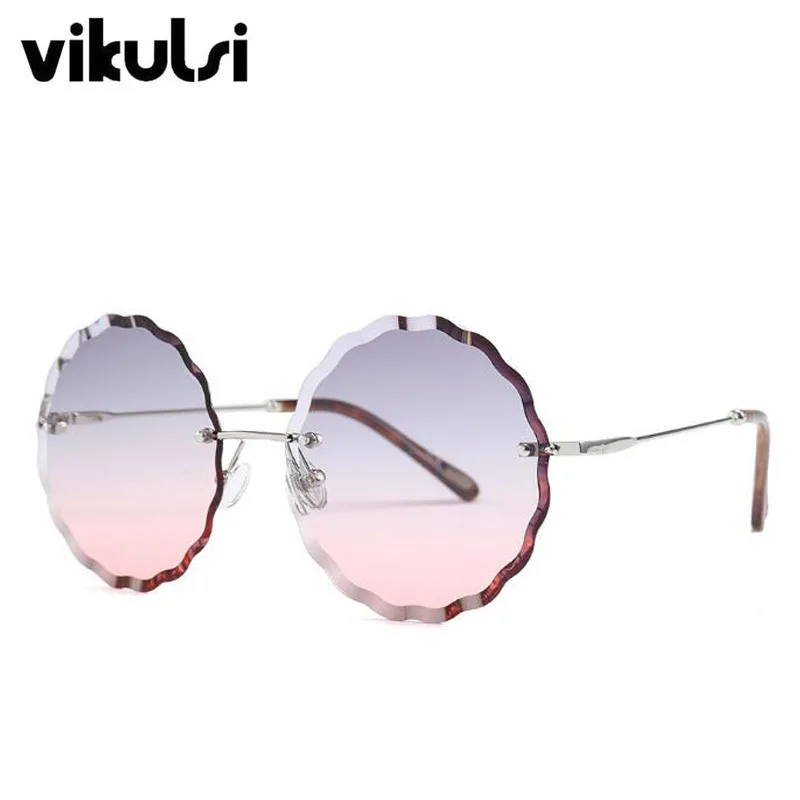 D590 C5 grey pink Круглые негабаритные бескаркасные солнцезащитные очки, винтажные женские брендовые дизайнерские очки, роскошные женские солнцезащитные очки, модные сексуальные очки UV400 - Цвет линз: D590 C5 grey pink