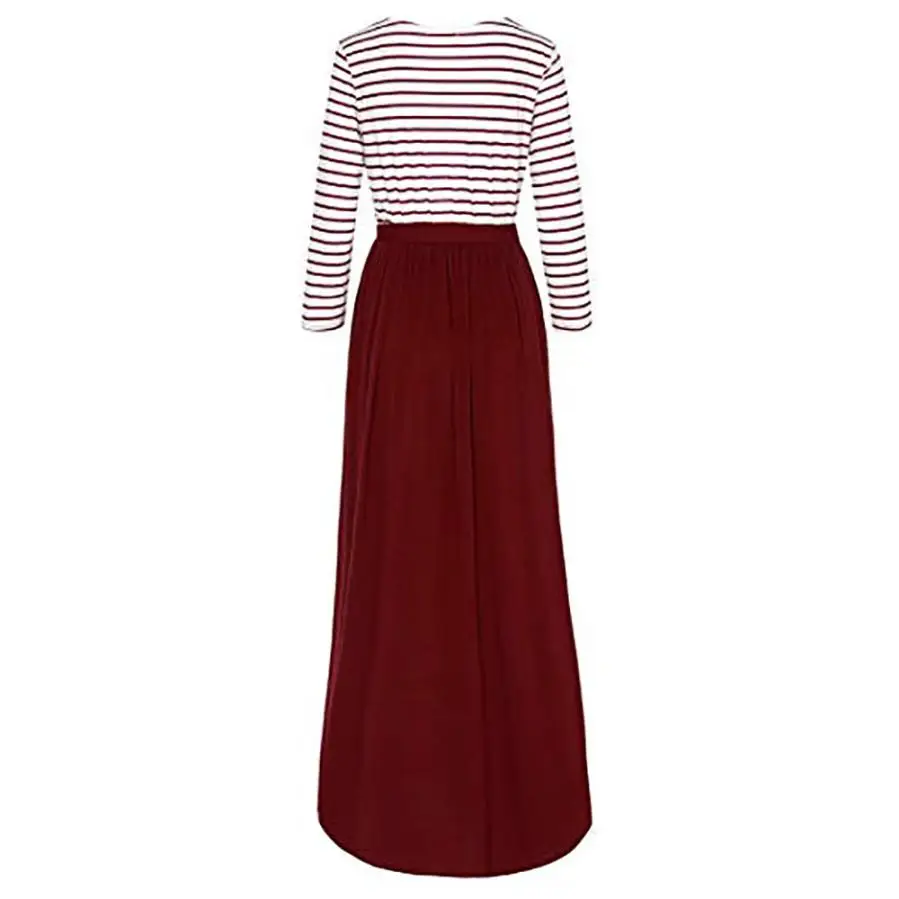 Женское длинное платье в полоску с длинным рукавом и высокой талией Boho