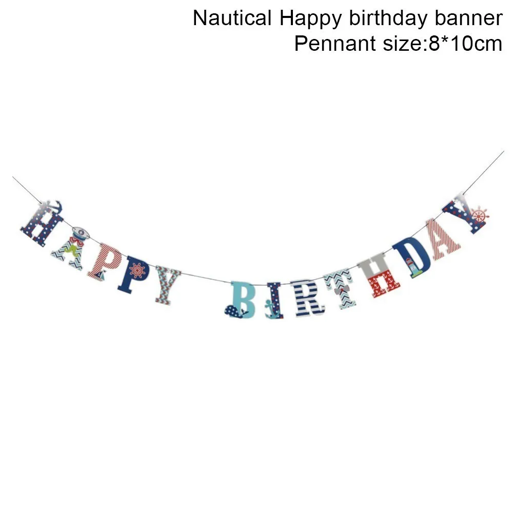 Birthday Banner 2 Пират с днем рождения баннер Пиратская тема горошек Полосатый Печатный пиратский вечерние баннер в пиратском стиле фото реквизит с днем рождения - Цвет: Birthday Banner 2