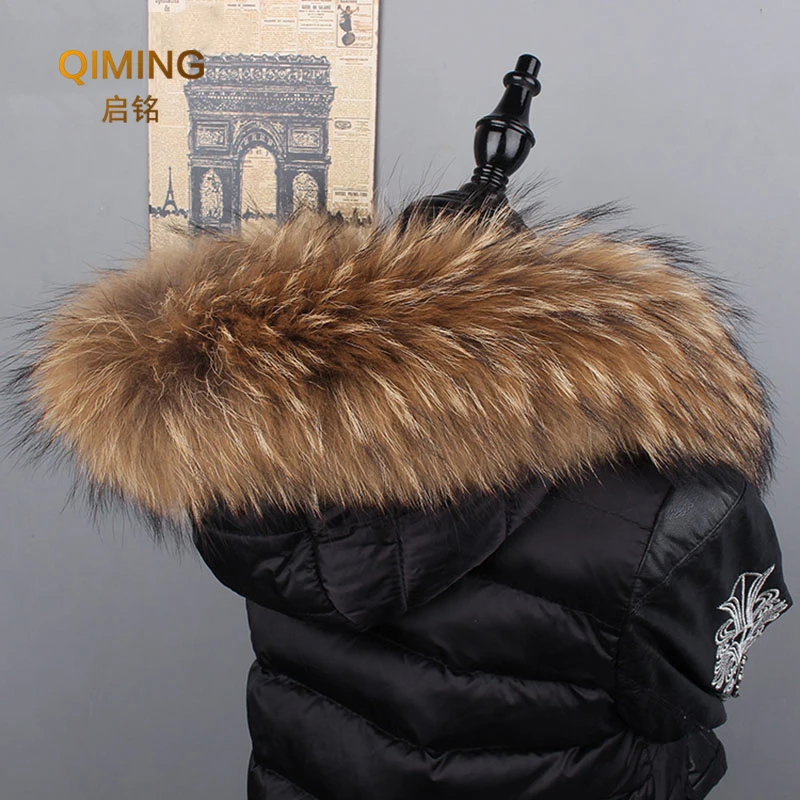 Куртка с воротником из 100% натурального меха енота зимний женский шарф теплый