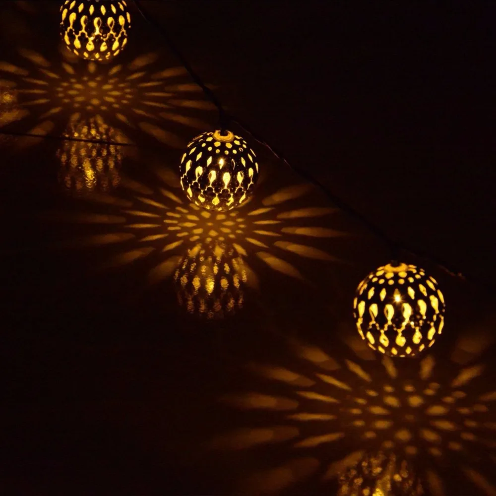 LED Globe String Lights Battery Operated 3M 30 LEDs Gold Moroccan for Bedroom Curtain Patio Lawn Landscape Fairy Garden Home | Лампы и