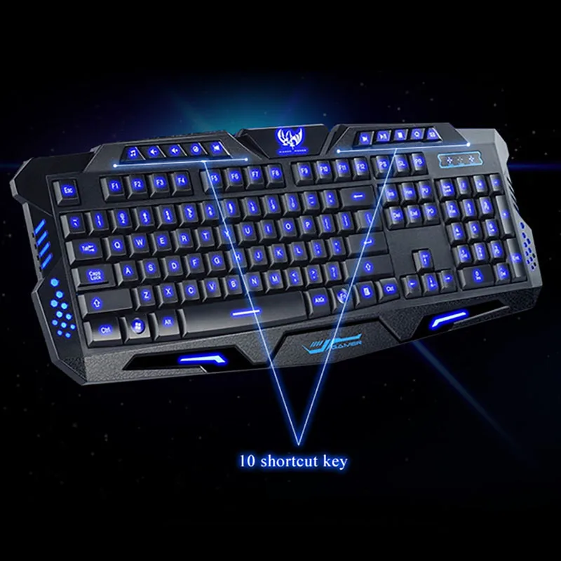 2018 Adjustable LED 3 Color Backlight Illuminated USB Wired Pro Gaming Keyboard For Desktop Notebook Computers New key panel | Компьютеры