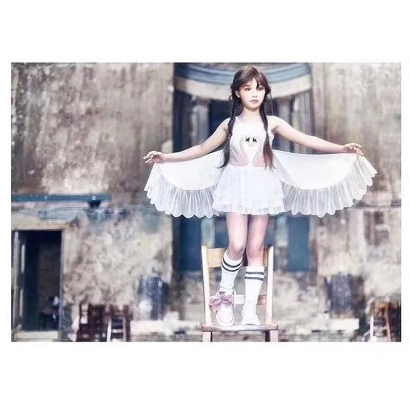 Anime Girl Swan Angel Flamingo Cosplay Costume Wing Removable Dress Strap Skirt Christmas Party Halloween For Kids | Тематическая