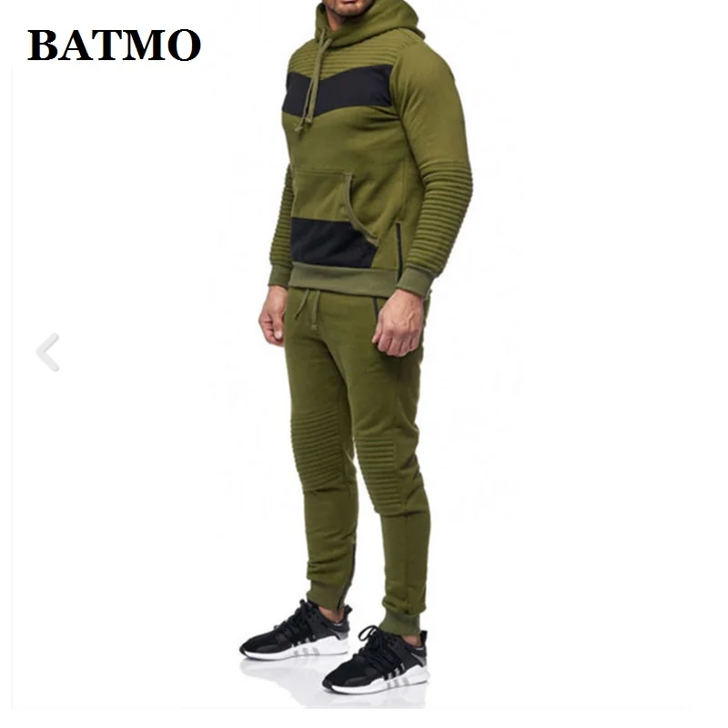 

BATMO new arrival spring high quality cotton hooded men's sports sets,men's sweatshirts,men's black hoodies plus-size M-XXXL T88