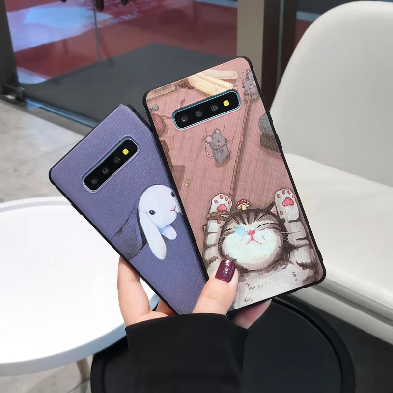 YHBBCASES мягкий чехол с мультипликационным карманом и кроликом для Samsung Note 8 9 Lazy Cat