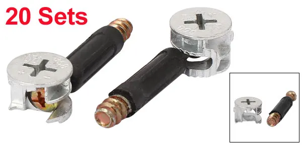 Furniture Connecting Eccentric Cam Fitting Dowel Pre-inserted Nut 15mmx11mm 20 Sets |