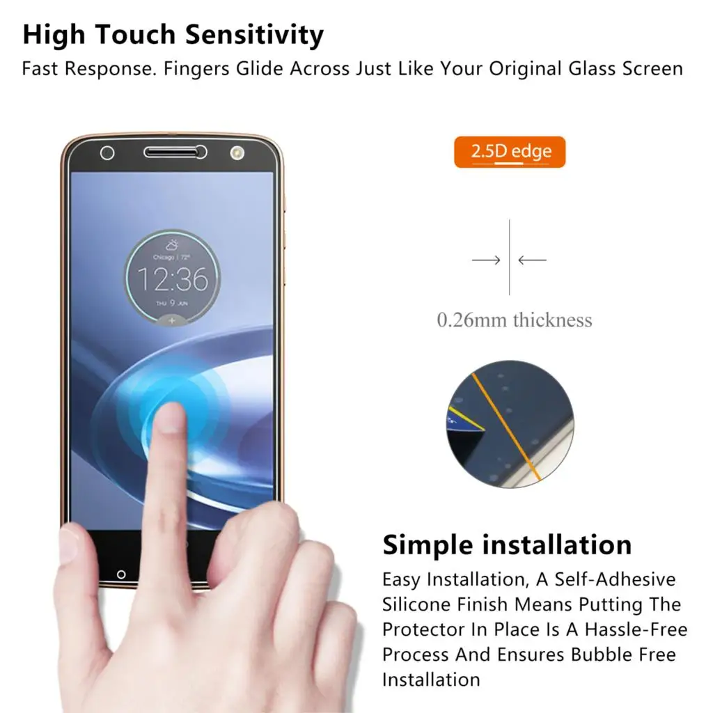 2 шт./партия 2.5D 0,26 мм закаленное стекло для Motorola Moto Z Force Защитная пленка для экрана для Motorola Moto Z Force стекло