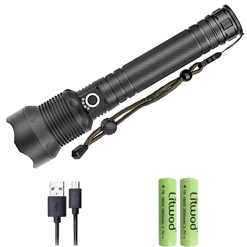 18650 battery Litwod Z901282 светодиодный светильник-вспышка Новое поступление CREE XHP70.2 Мощный тактический фонарь светильник 40000LM 18650& 26650 фонарь на батарейках - Испускаемый цвет: 18650 battery