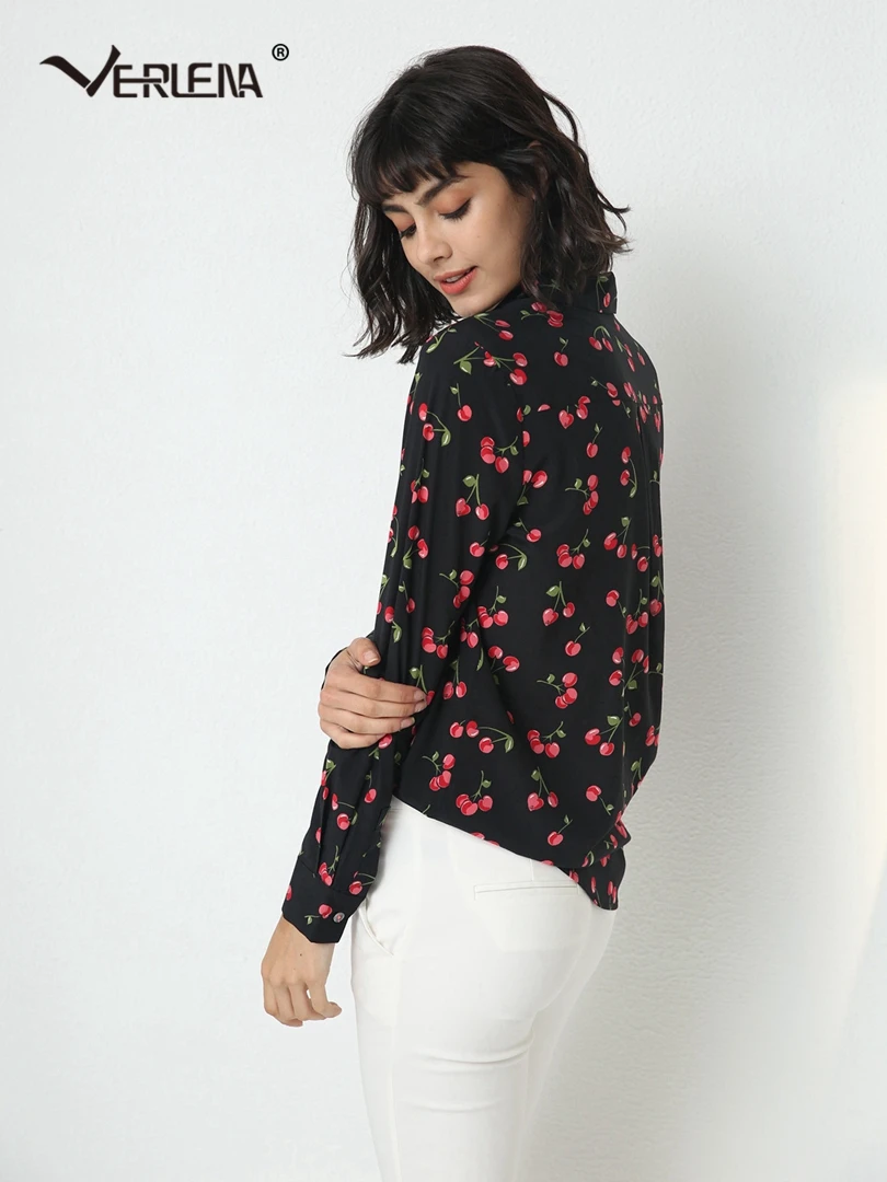 Женская шелковая блузка Verlena уличная одежда с карманом и длинным рукавом 16 мм 100%