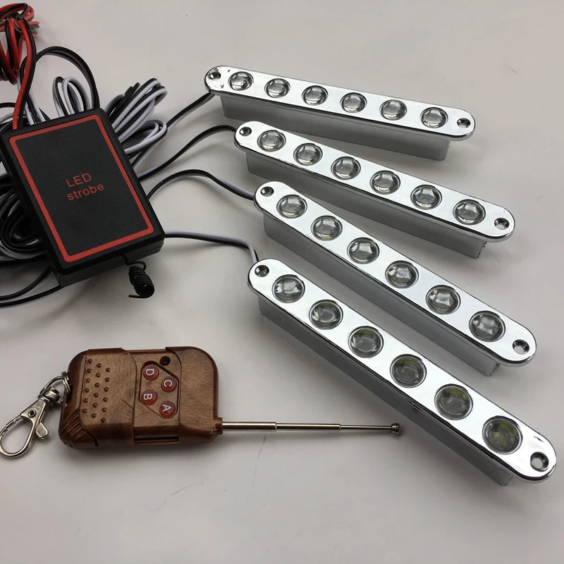 Беспроводной дистанционного 4x 6led скорой помощи полиции светильник AC/DC 12V Строб