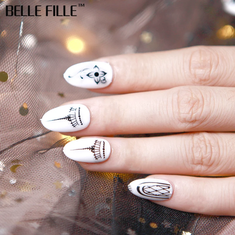 Belle Fille 1 шт. Черная роза наклейка с цветком для ногтей башня Парижа Наклейки