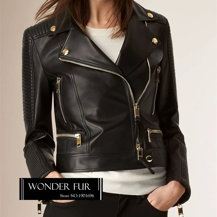 Женская куртка из овечьей кожи высшего качества модная дизайнерская с отложным