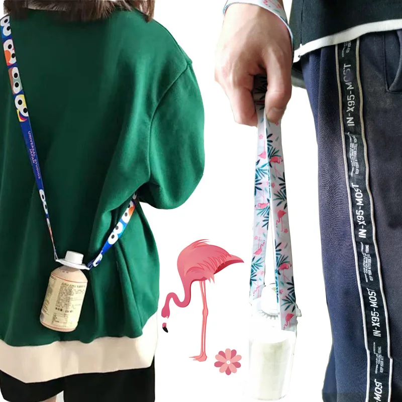 

Fashion Flamingo Pattern Water Bottle Strap Plastic Beverage Bottle Buckle Clips Baby Kid Shoulder Belt Lanyard Bottle Buckle