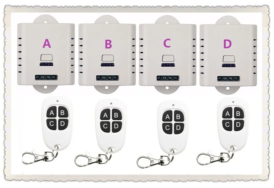 AC85V 110V 240V 220V 1CH 10A Беспроводная фотовспышка 4 * приемник и 4 * трансмиттер применение для гаражной двери