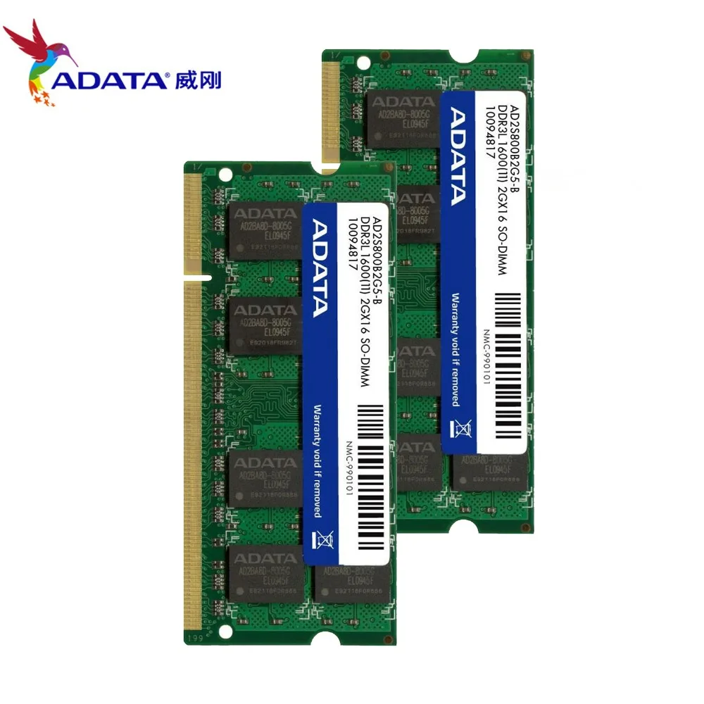 Память ноутбука AData DDR3L 2 Гб 1600 МГц 2RX8 PC3 12800 DDR3 ноутбук RAM SO DIMM 1333 10600 2G 204