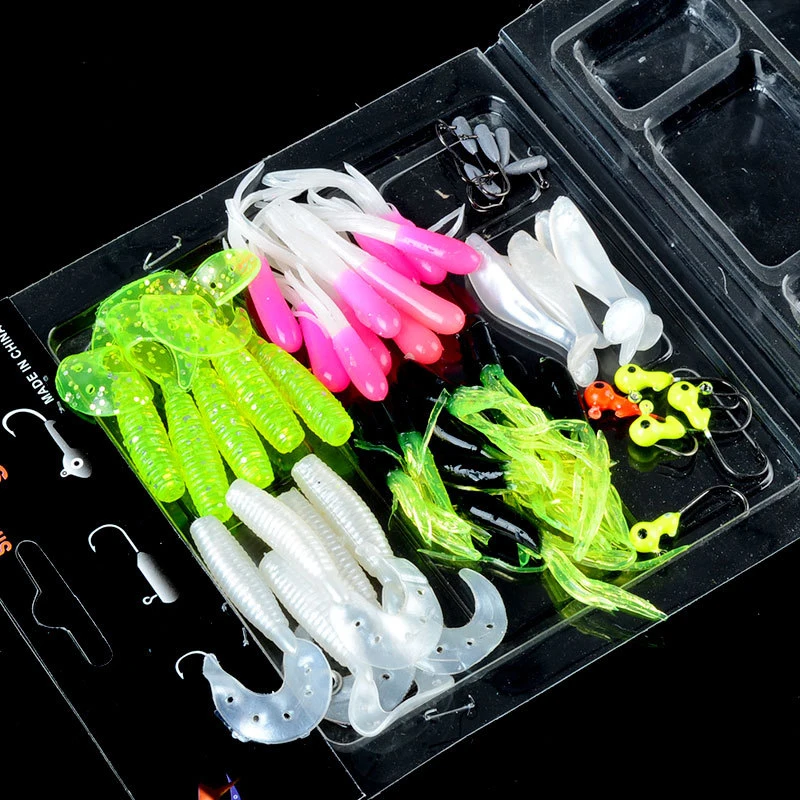 35 шт. Мягкая приманка рыболовная набор с 10 свинцовая головка Крючки приманок