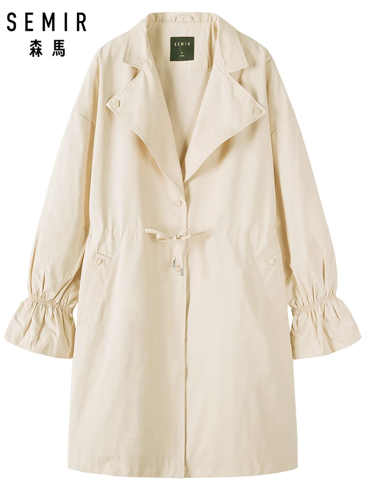 Женский Классический Тренч SEMIR стильная ветровка с воротником длинная верхняя