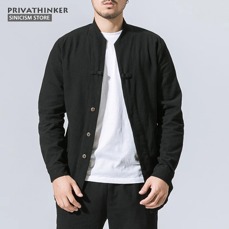 Sinicism Store большие размеры хлопковые льняные рубашки мужские с длинными рукавами