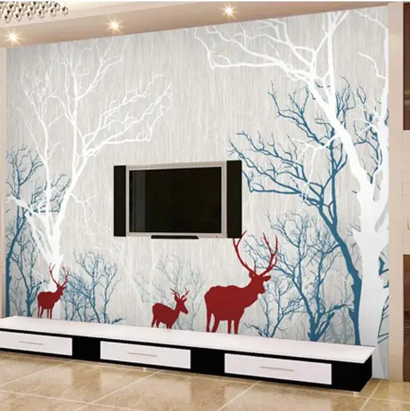 

David's deer animal mural papel decorativo para paredes 3d photo 3d wallpaper abstract papel de parede para quarto