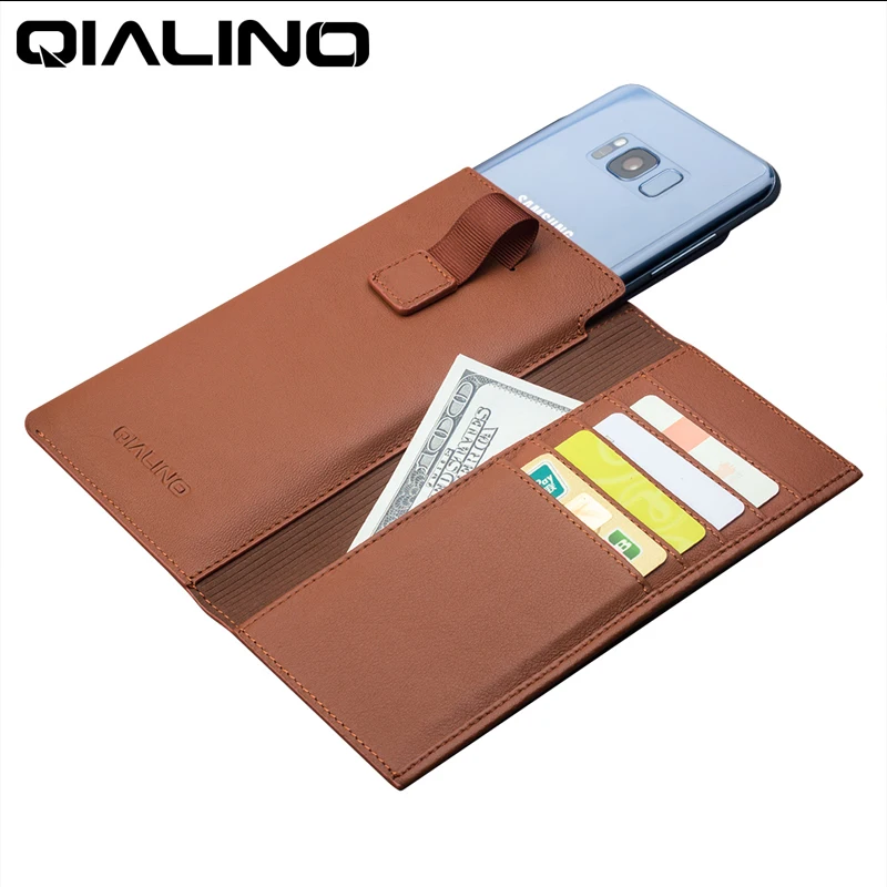 Чехол QIALINO для сотового телефона ремешок Samsung S8 Plus Galaxy кошелек из натуральной кожи