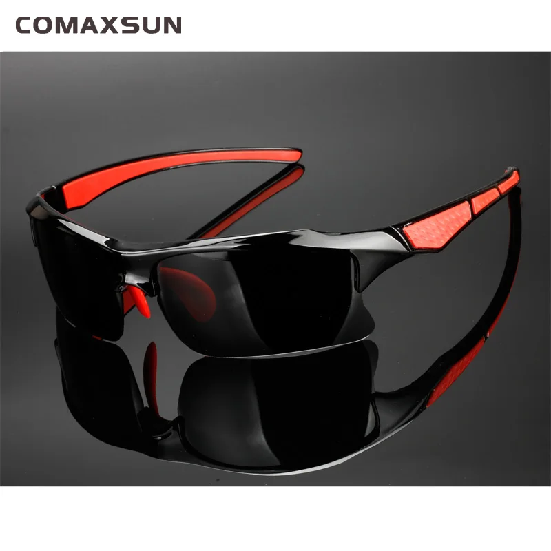 Black Red COMAXSUN поляризационные велосипедные очки, профессиональные велосипедные очки, велосипедные очки, уличные спортивные солнцезащитные очки UV 400 STS302R - Цвет: Black Red