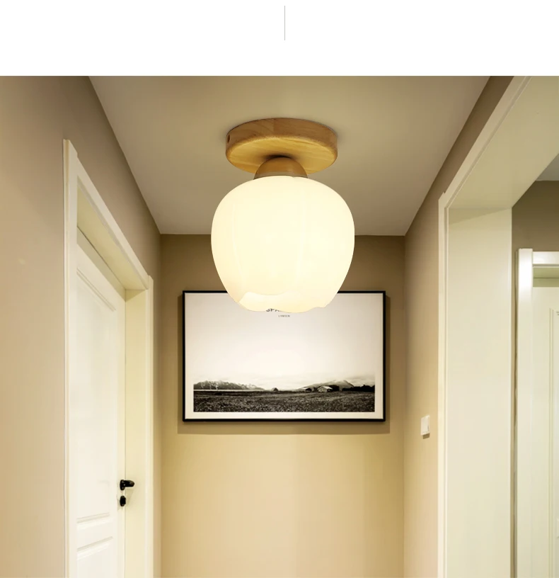 Corridor Wooden porch Lamp Solid Wood ceiling Nordic Living Room Entrance Hall Japanese home Led Ceiling Lights | Лампы и освещение