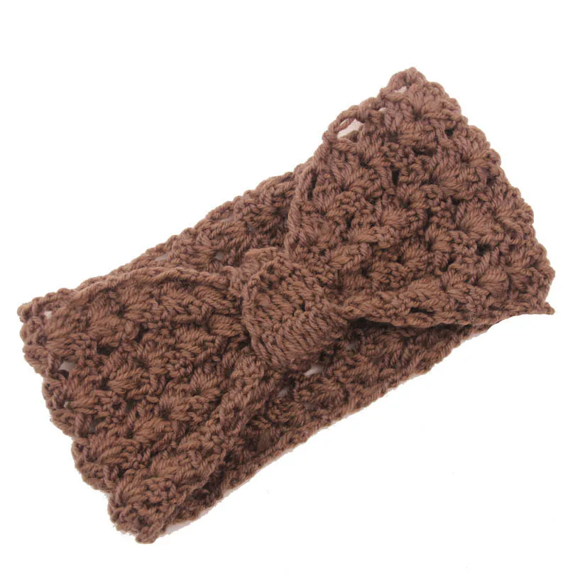 Женская вязаная повязка на голову зимний обогреватель для ушей черная серо-бурая