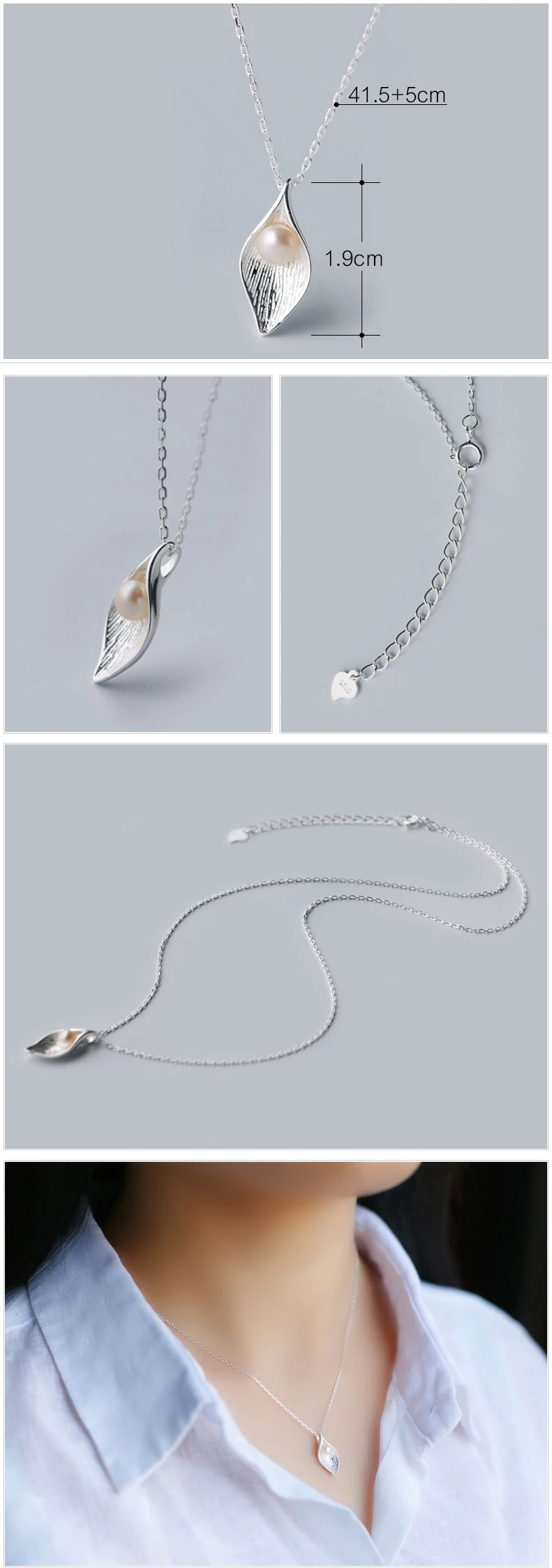 SRCOI Calla Lily 925 пробы Серебряное ожерелье с пресноводным жемчугом Колье женские ожерелья подвески для мамы и дочки