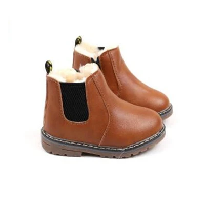 Cotton brown MHYONS/Новинка года; популярные ботинки martin для детей высокого качества; ботинки для девочек; Детские уличные Нескользящие ботинки; зимние теплые ботинки для мальчиков и девочек - Цвет: Cotton brown
