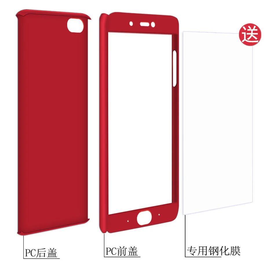 360 PC Cover + 9H Tempered Glass Phone Cases For XiaoMi RedMi Note 3s 3 4 4A 4x 4X iphone 5 5s SE 6 6s 7 8 Plus Full Fundas |