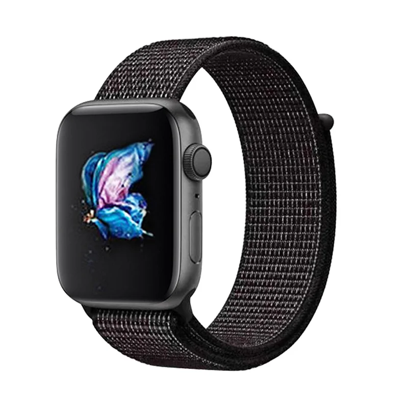 Seashell спортивный нейлоновый ремешок 40 мм 44 мм для Iphone Watch 4 тканевый браслет 38 мм 42 мм для Iwatch серии 3 - Цвет ремешка: Bling black