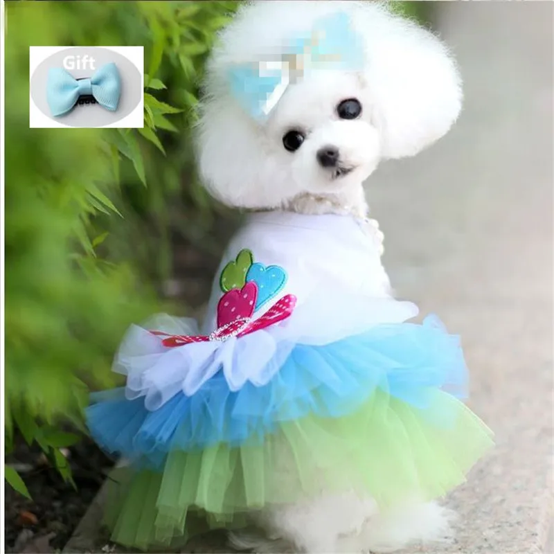 Dress and Hair clip Одежда для собак; платье для маленьких собак; милое платье принцессы; сезон весна-лето; кружевное платье для маленьких собак; платье принцессы для чихуахуа; Mascotas Roupa - Цвет: Dress and Hair clip