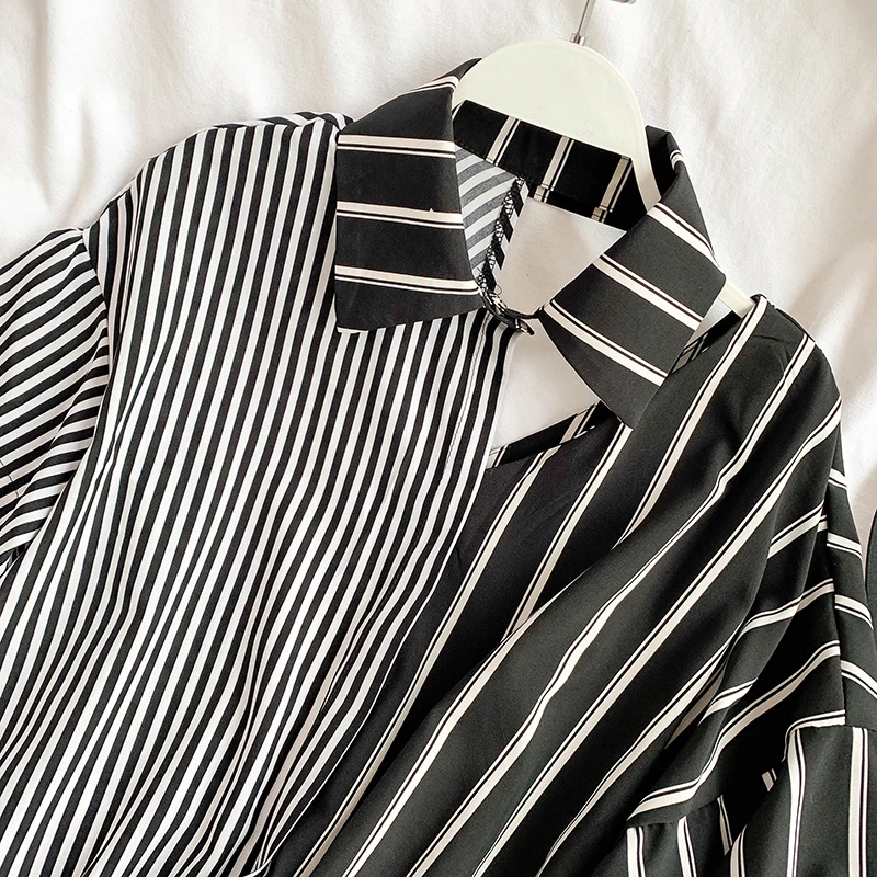 Женская рубашка в стиле пэчворк ALPHALMODA с коротким рукавом и отложным воротником