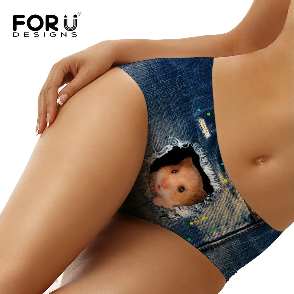 FORUDESIGNS/Новая мода Penties для женщин забавные 3D собакой Кот печати женское нижнее