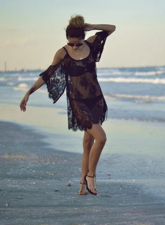 Cover Ups для Swimwearst пикантные крючком белый черный кружево парео пляжное платье Летнее бикини Купальник Cover Up