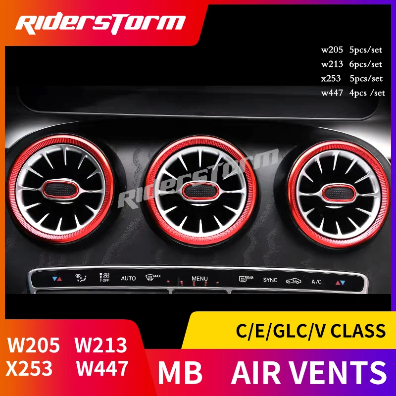 Для w205 w213 X253 C class C200 C180 E E43 E450 GLC w447 v turbine air vent Серебристые/красные вентиляционные